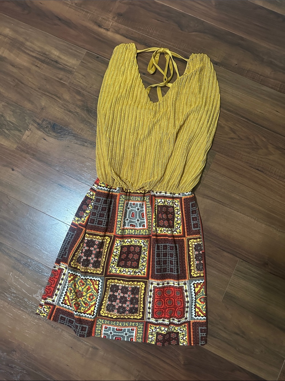 Judith March Mustard Yellow Textured Halter Top